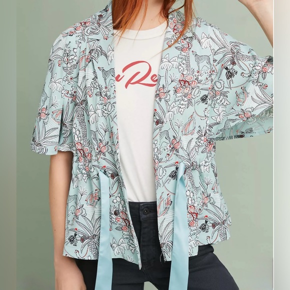 Anthropologie ett:twa Cinched Kimono Evie Print Blazer Women’s size XL - Picture 1 of 11